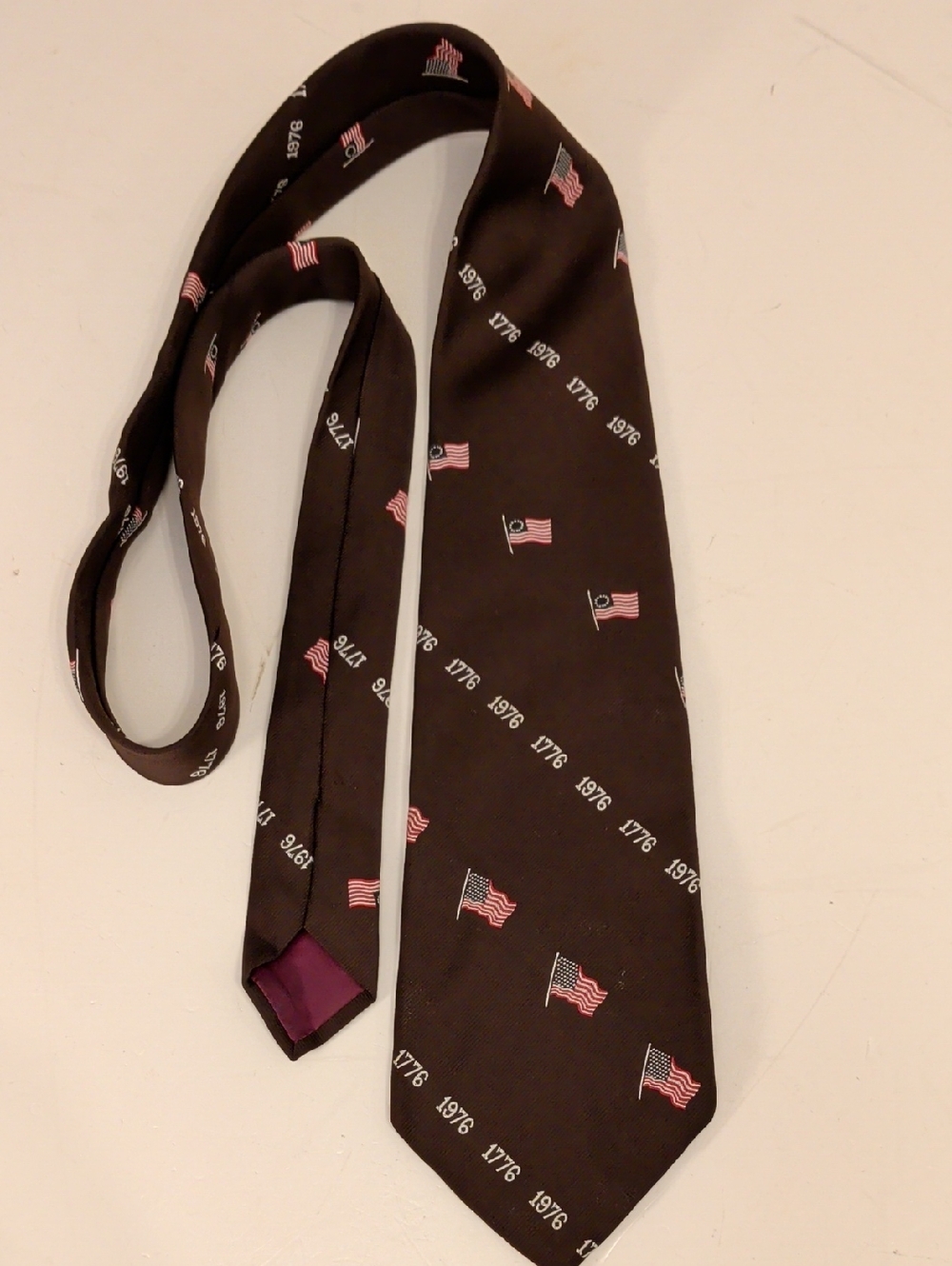 Vintage 1976 Centennial American Flag Tie Classic Patriotic Pattern 200 Years